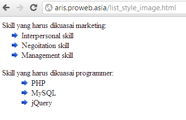 List dengan gambar di CSS  PT Proweb Indonesia